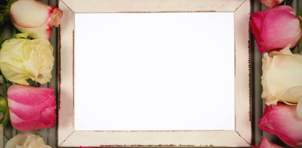 istock Photo frame and rose flower 1199952818