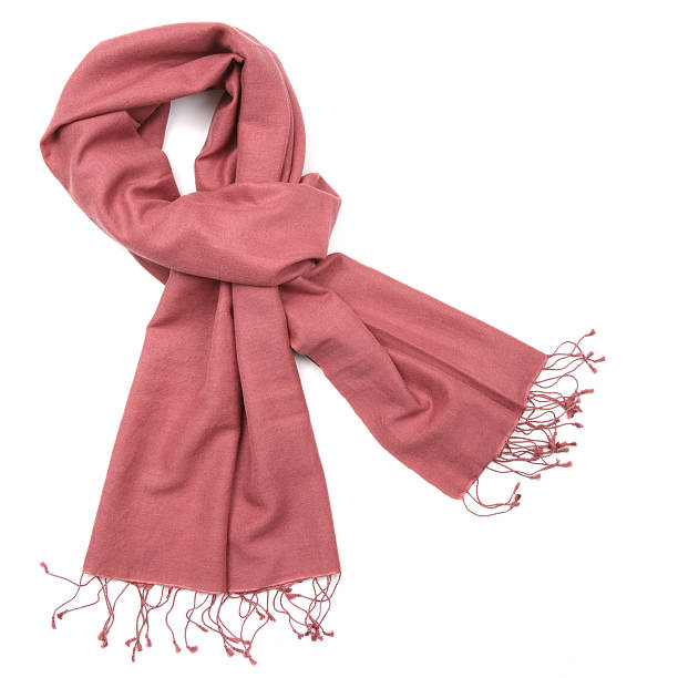 Pink pashmina scarf against white background stock photo