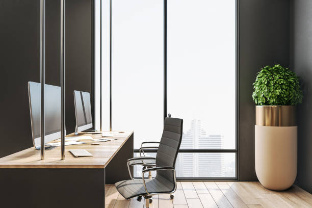 istock Modern wooden coworking office 1199954220