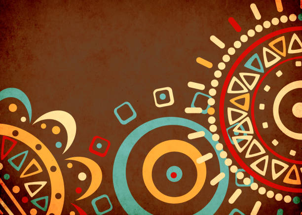 Grunge background with ethnicity ornaments and texture stucco of ochre color. Mock up template. Copy space for text
