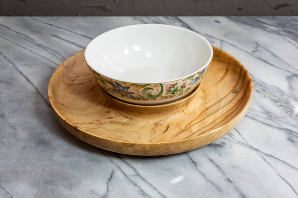 istock Wormy wood nut bowl and serving bowl 1199956941