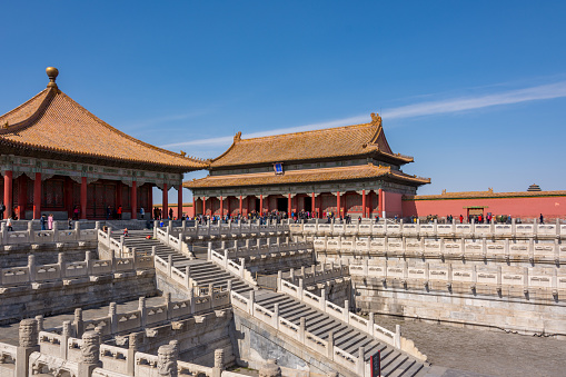 Beijing, China - March 8, 2016: Inner courtyard of the famous Forbidden City in Beijing China