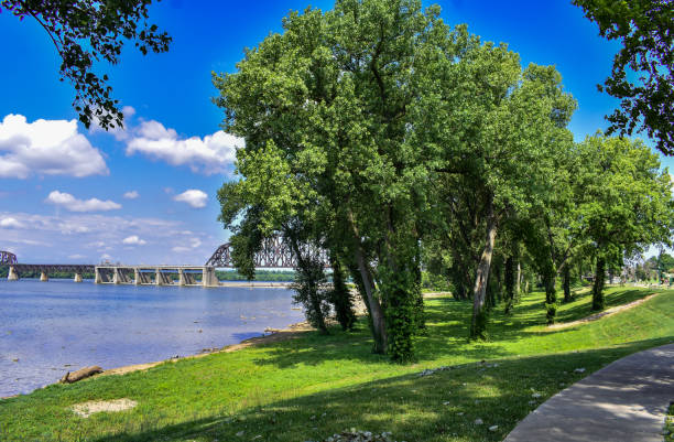 Mount Vernon, Indiana, USA - August 24, 2021: The Ohio River as seen from the Riverbend Park