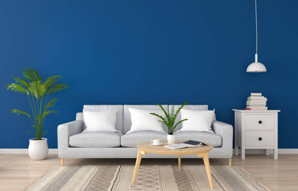 istock Gray sofa in classic blue living room for mockup 1199958836