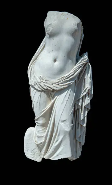 Aphrodite statue on black background