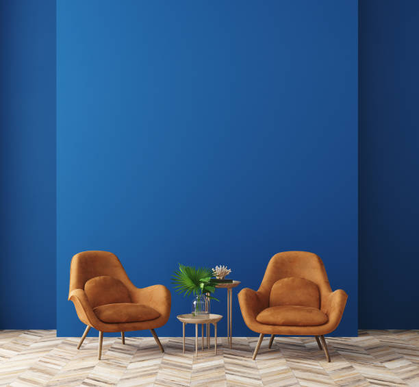 interior moderno del hogar en colores de moda del año 2020 - wall indoors domestic room chair fotografías e imágenes de stock