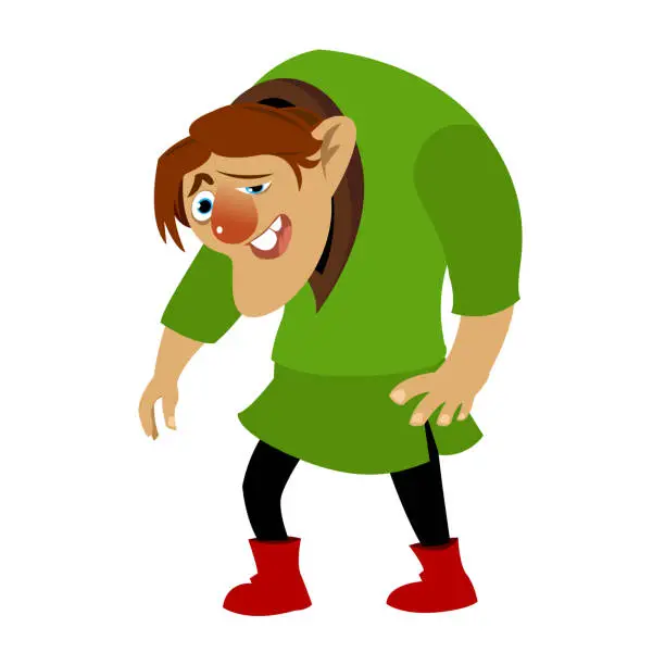 Vector illustration of Happy cartoon hunchback