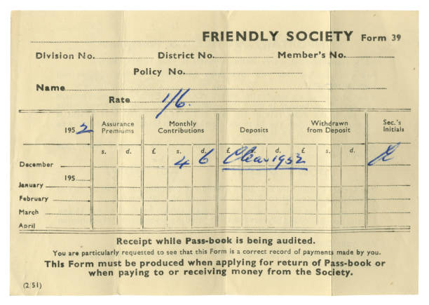 istock British friendly society receipt, 1952 1199963293