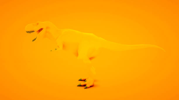 istock Tyrannosaurus Rex on orange background. Minimal idea concept, 3d illustration 1199965541