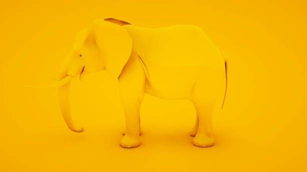 istock Elephant isolated on yellow background. Minimal idea concept, 3d illustration 1199965552