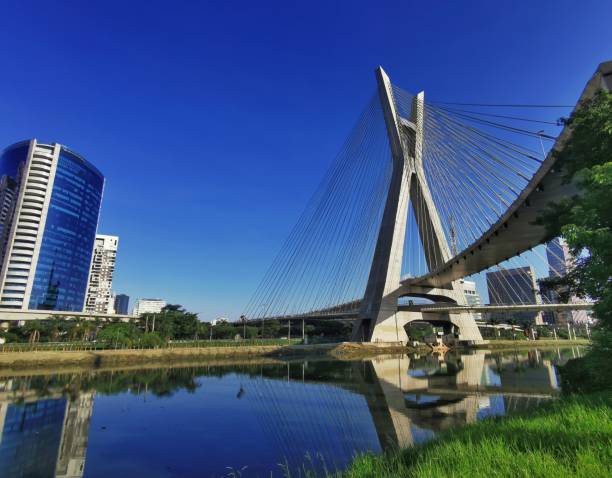 Wide Stayed Bridge Open wide shot of Stayed Bridge cable stayed bridge stock pictures, royalty-free photos & images