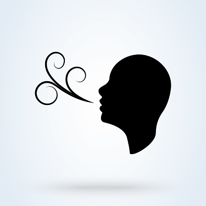 Having breath difficulties. Simple vector modern icon design illustration.
