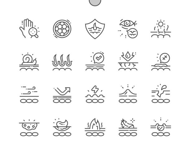 illustrations, cliparts, dessins animés et icônes de skin well-crafted pixel perfect vector thin line icons 30 2x grid for web graphics and apps. pictogramme minimal simple - cicatrice