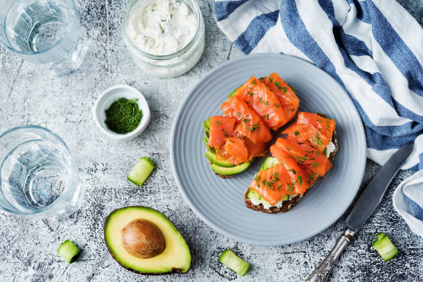 istock Smoked salmon ricotta cheese  rye sandwich 1199978763
