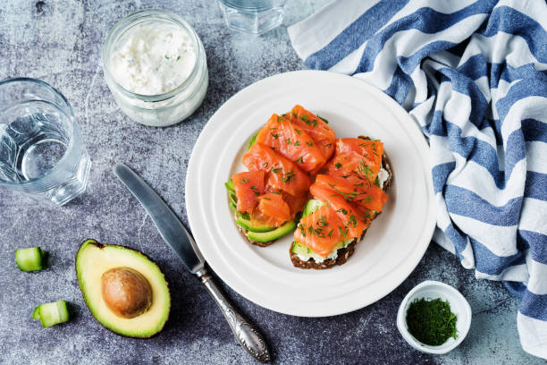 istock Smoked salmon ricotta cheese  rye sandwich 1199978824