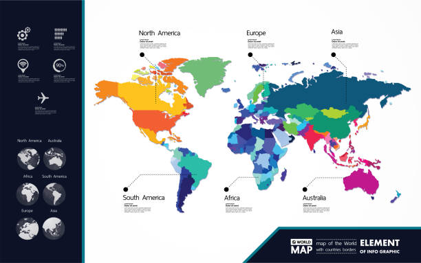 ilustrações de stock, clip art, desenhos animados e ícones de grand world map graphic element vector illustration. - grand atlas