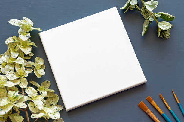 Blank white square canvas mock up for artists and crafters