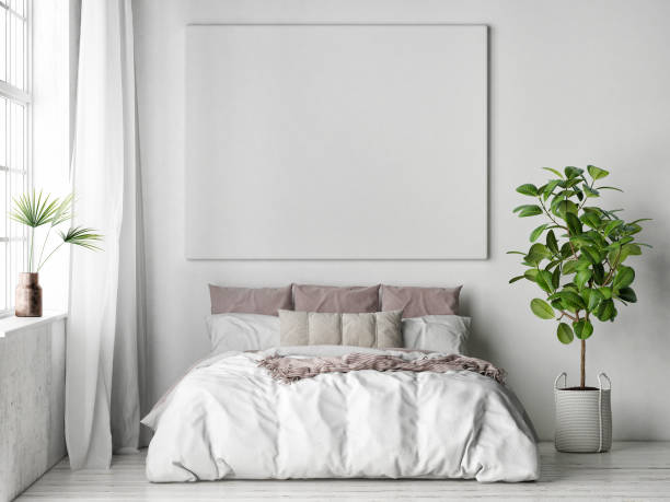 istock Mock up poster in Bedroom, Scandinavian design 1199987685