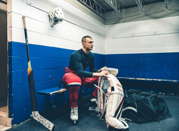 istock Pro Hockey goalie after the training 1199988500