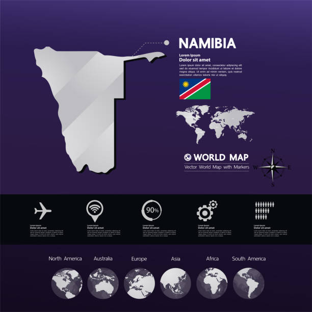 ナミビア マップ グラフィック�要素ベクターの図。 - map namibia vector travel locations点のイラスト素材／クリップアート素材／マンガ素材／アイコン素材