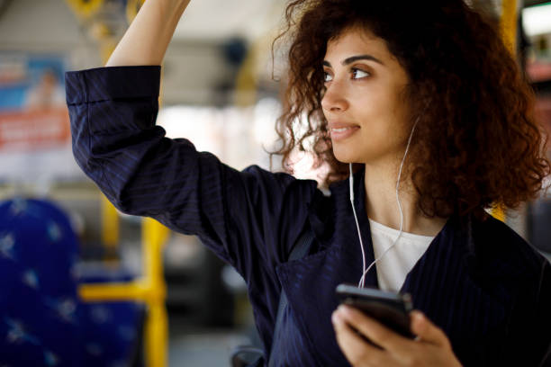 istock Young woman travelling by bus 1199990436