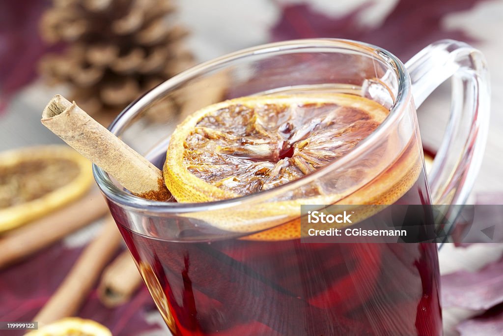 hot spiced wine closeup of a glass with hot spiced wine Advent Stock Photo