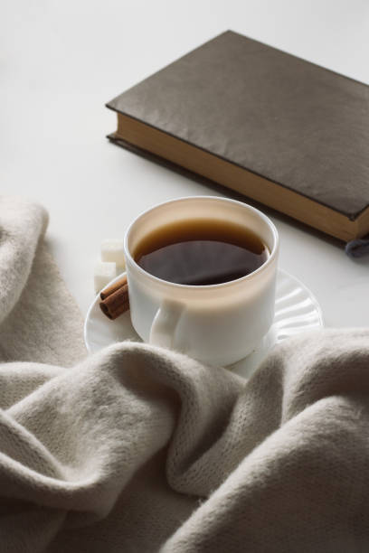 istock Cup with Coffee, Scarf, Book on the White Background 1199992493
