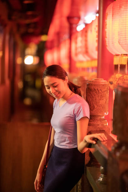 istock Young woman relaxing in temple 1199995768