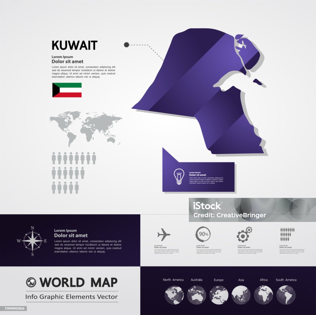 Kuwait Vectorgraph Kuwait Map Graphic Element Vector Illustration Stock Illustration ...