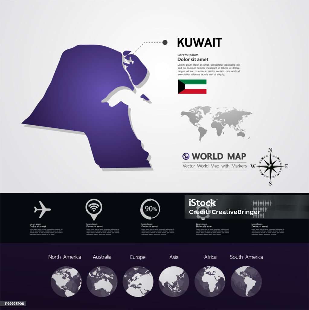 Kuwait Vectorgraph Kuwait Map Graphic Element Vector Illustration Stock Illustration ...