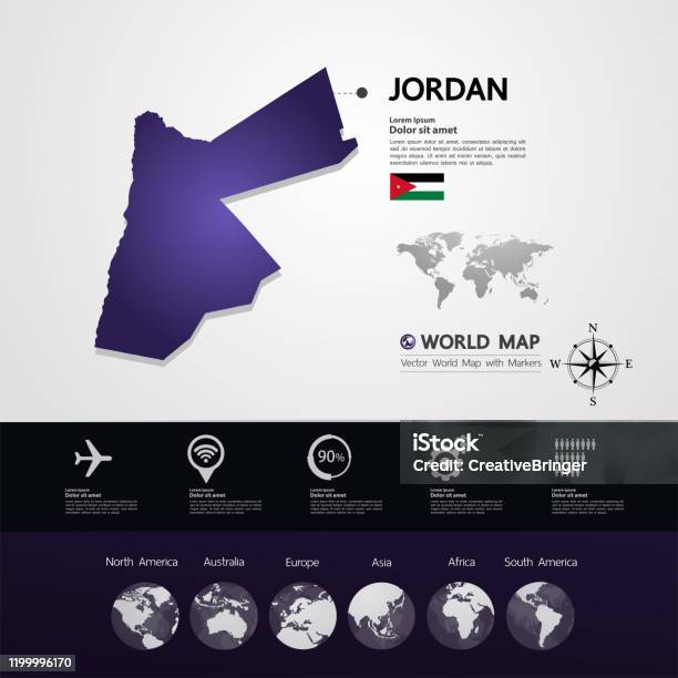 Jordan. Map Frame Jordan Map Graphic Element Vector Illustration Stock Illustration ...