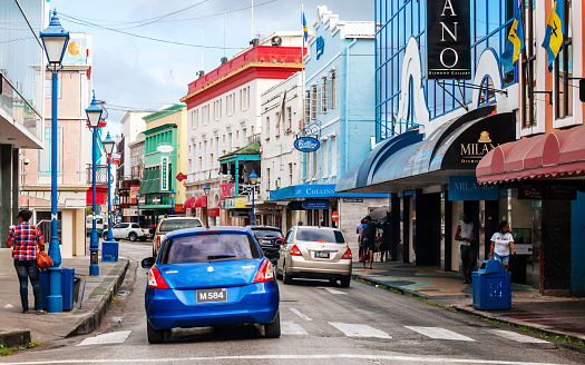 Bridgetown, Barbados - Everyday traffic scene in the streets of old Bridgetown