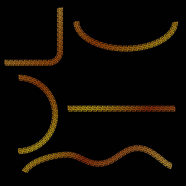 istock Simple Vector Golden Half of Square, oval, square and wave corner element design, china style, black background 1200000128