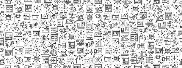 Vector illustration of Seamless Pattern with Inbound Marketing Icons