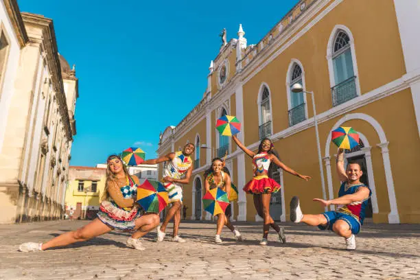 Recife Carnival dancers dancing in Pernambuco state, Brazil