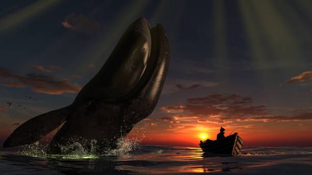 istock Bowhead artic whale breaching over a small boat which will be destroyed soon 3d rendering 1200023423
