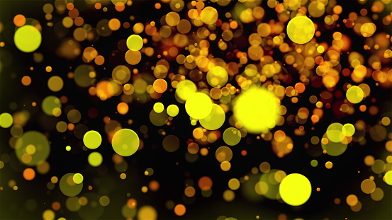 Christmas background with glittering gold circles bokeh, computer generated. 3d rendering