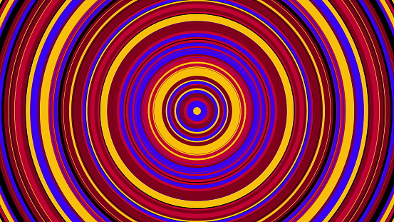 Abstract colorful circle with hypnotic spinning motion, computer generated. 3d rendering of vortex background