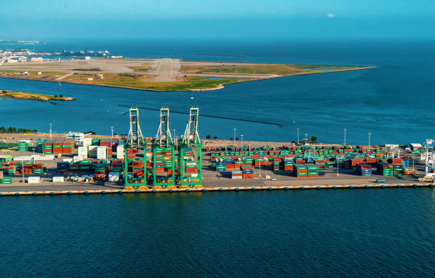 istock Oakland Harbor port terminal with shipping containers 1200026293