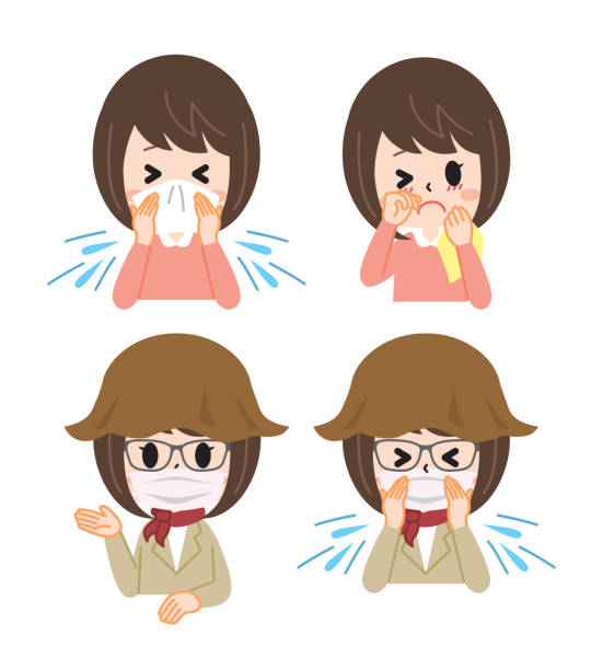 ilustrações de stock, clip art, desenhos animados e ícones de hay fever women's set - hay fever