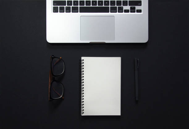 istock Flatlay laptop stationery 1200031555