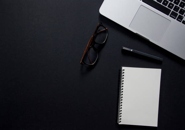 istock Flatlay laptop stationery 1200031557
