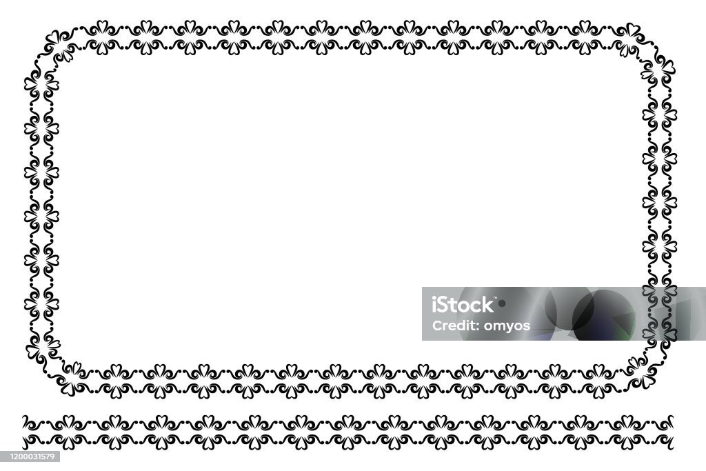 Corner Frame Rectangle Vector Black Rounded Corner Rectangle Floral Frame Isolated On White ...