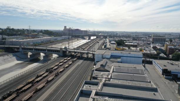 istock Train tracks and Los Angeles river 1200032442