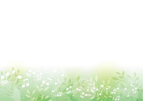 Music notes and fresh green background material