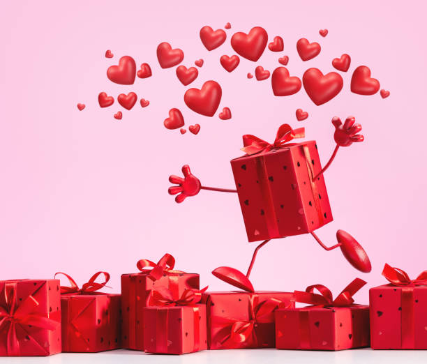 istock Greeting card with surprises in boxes and many red hearts. 1200034512