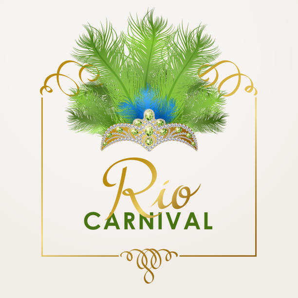 Rio Carnival Headdress Join the Brazilian samba parade in Rio De Janeiro with colorful feather headdress and performance for the carnival headdress stock illustrations