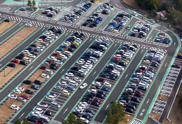 istock High angle view of parked cars 1200036044