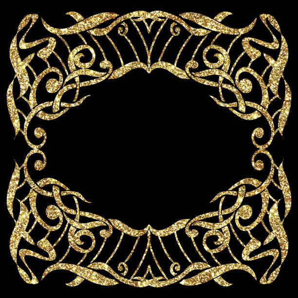 抽象的なアールヌーボー様式のキラキラ輝くビクトリア朝のヴィンテージフレームは孤立しました - 19th century style flash点のイラスト素材／クリップアート素材／マンガ素材／アイコン素材
