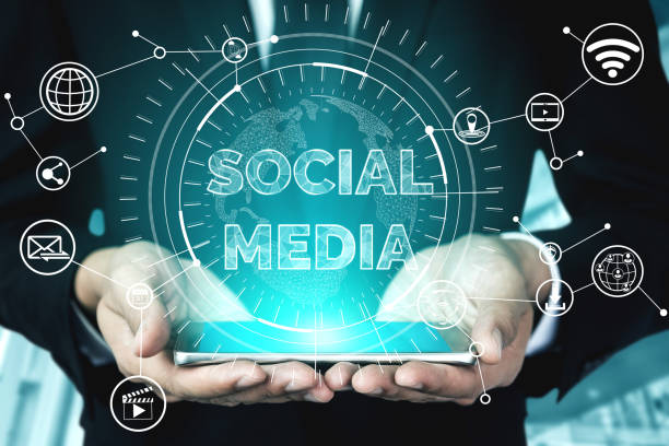istock Social media and people network technology concept 1200037222